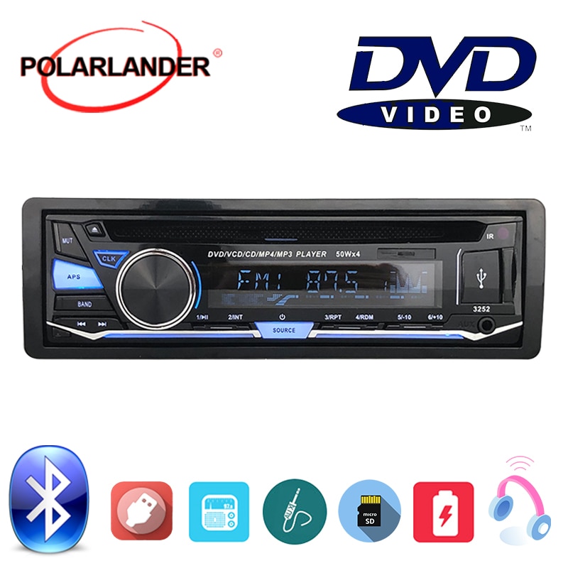 With Remote Control Audio Music Car Radio Stereo BT Bluetooth CD DVD MP3 player 1 DIN FM AUX IN USB SD card Removable panel