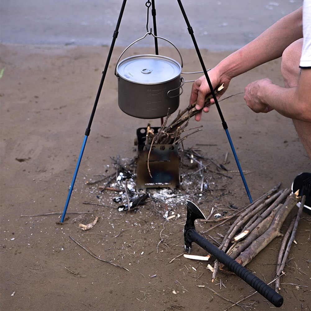 Verstelbare Outdoor Kampvuur Picknick Kookgerei Statief Ultra-Lichte Draagbare Aluminium Legering Opknoping Haak Keten Koken Pot Grill