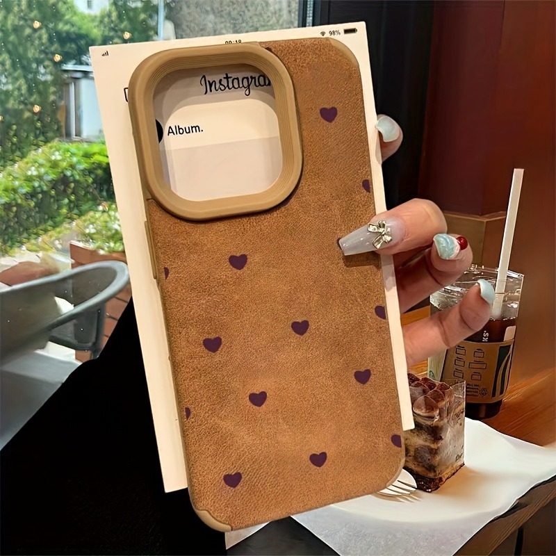 Zamszowe etui na telefon Small Heart Suede High Value Fashion do iPhone 16 15 14 13 12 11 Pro Max Plus XS X XR Wstrząsoodporna matowa osłona zderzaka