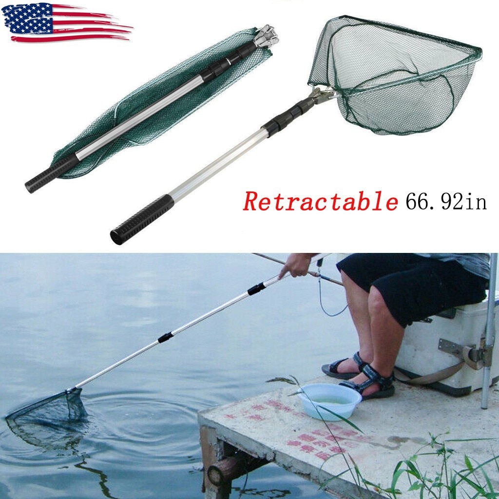 4# Portable Telescoping Fishing Landing Net Aluminum Alloyretractable Hand Net Pole Fishing Accessories Fishing Folding Net