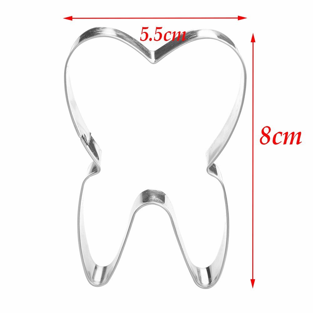 2pcs 3D Tooth Shape Cookie Cutter Stainless Steel Biscuit Tools Baking Cookies Molds Kitchen Cake Decorating Bakeware Cake Tools
