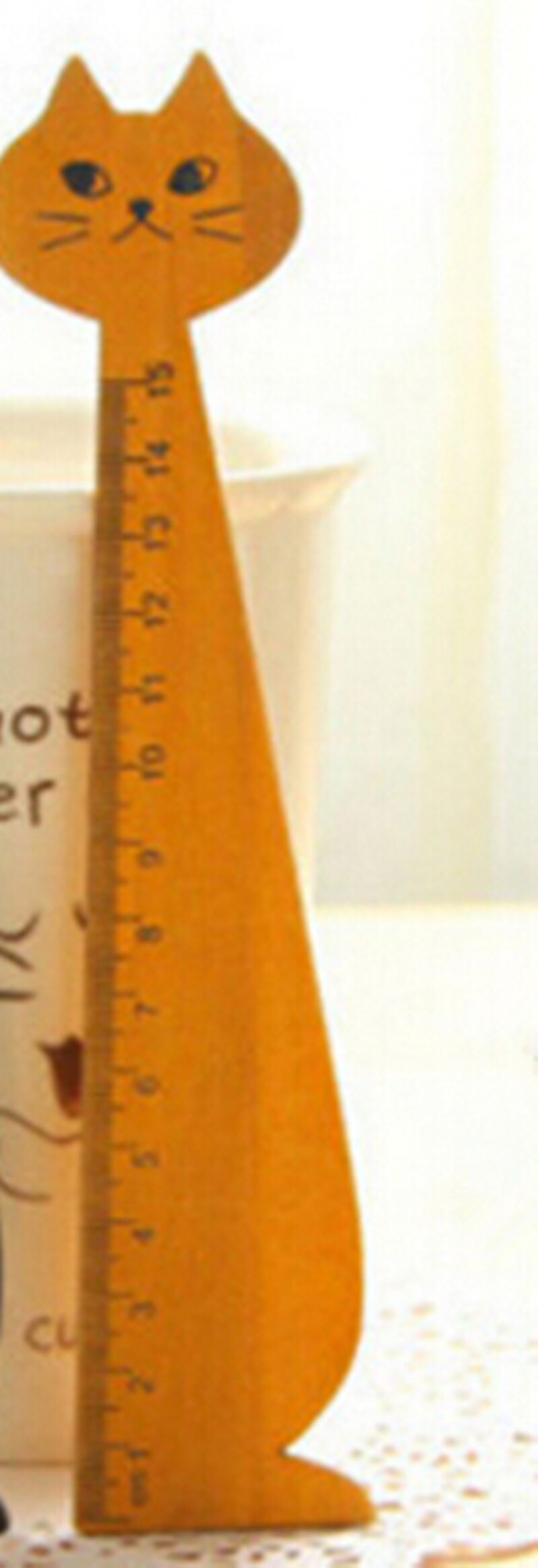 15 Cm Mooie Kat Vorm Heerser Leuke Hout Dier Straight Heersers Voor Kids School Leren Benodigdheden Briefpapier Zwart Geel: Geel