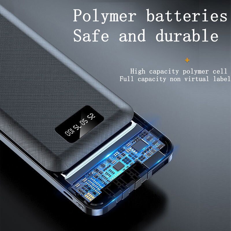 Power bank 50000mah comes with three wire mobile power supply for Apple Huawei vivo mobile phone universal mobile phone bracket