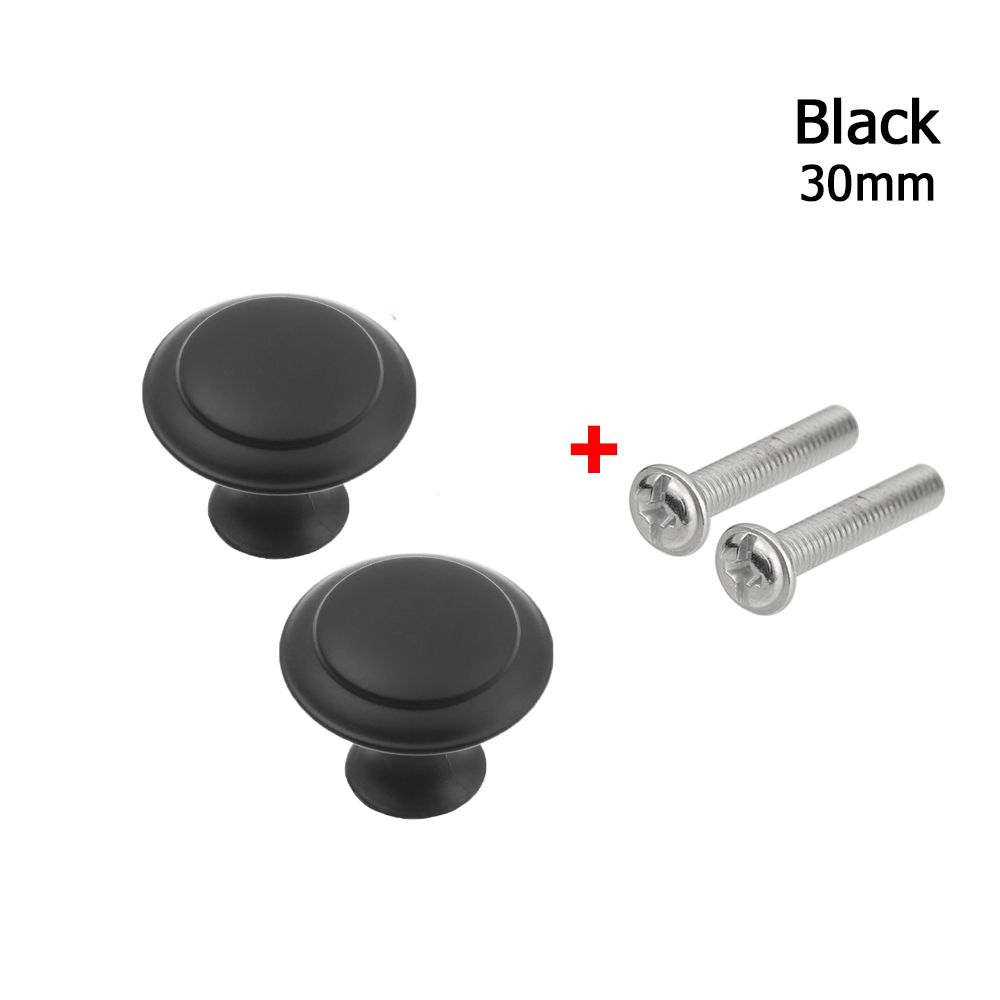 2Pcs/lot Closet Drawer Knobs Cabinet Handles Wardrobe Pulls Handle With Screw Wardrobe Furniture Hardware Kitchen Door Handle: 30mm--black