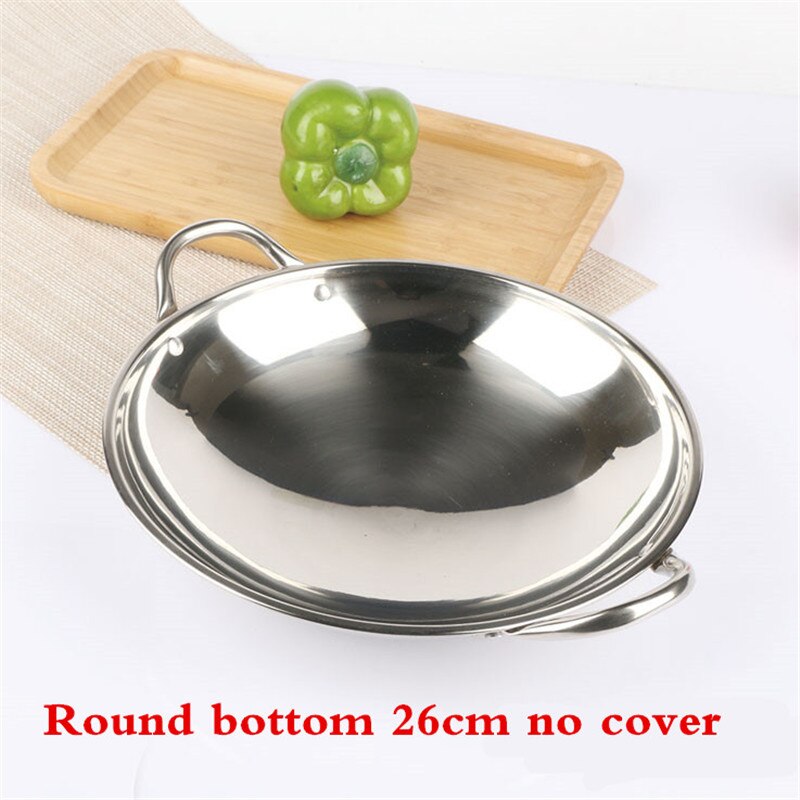 Round flat bottom Stainless steel small pot thick dry pot alcohol furnace buffet alcohol mini chafing dish stove soup pan: 4