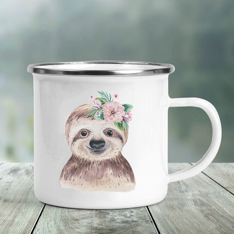 Søtt dyr bokstavtrykk krus glass kaffe te kopp drikker dessert frokost melk kopp emalje krus håndtak drinkware