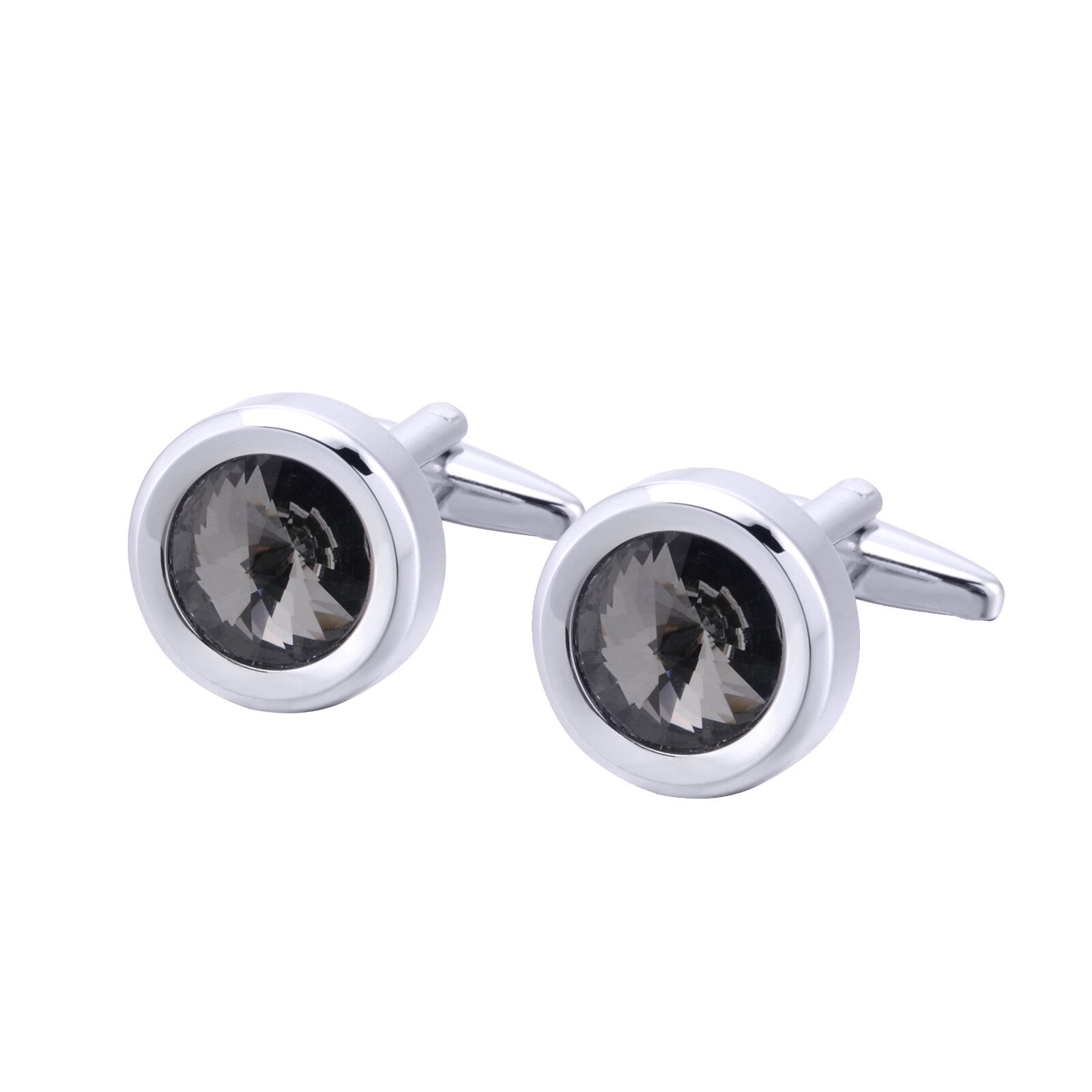 Novo Luxo Metal Cristal Rodada Abotoaduras para a Camisa Dos Homens Roupas de Casamento Cuff Link Abotoaduras Moda de Alta Qualidade Jóias: gray