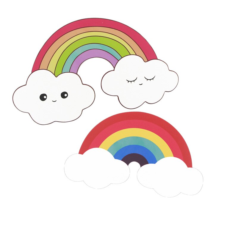 Beautiful 3D DIY Rainbow Clouds Wall Poster Stickers Bedroom In Wall Sticker Kids Room Home Decor Wood Plate Wooden Wall Decor