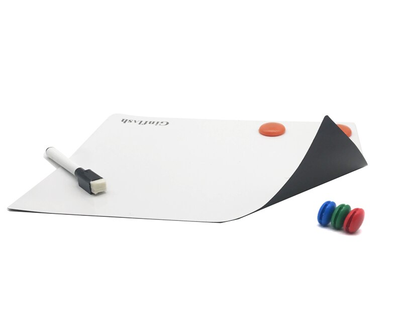 Pizarra blanca Flexible para nevera A3 de 42x28cm, notas magnéticas para mensajes, nevera, Bloc de notas, a prueba de agua, 1 marcador y 2 botones