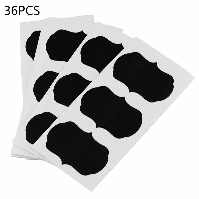 Juego de etiquetas adhesivas para pizarra con pluma de tiza, frascos de botella de comida, contenedor, latas de pizarra, accesorios de cocina, 36 Uds.: 36pcs label