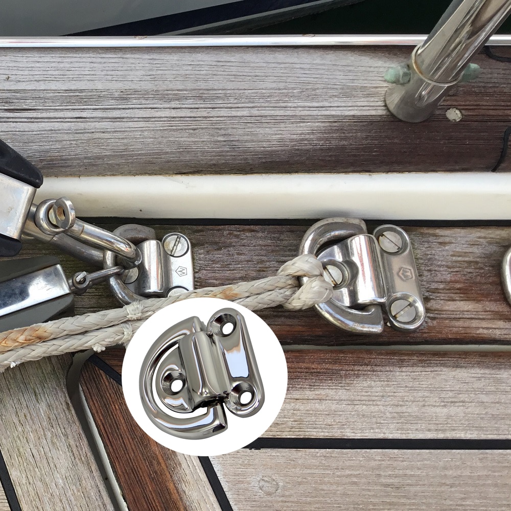 4PCS 316 Stainless Steel Folding Pad Eye Plate With Ring 6mm 8mm 10mm Heavy Duty Marine Hardware Folding Pad Eye