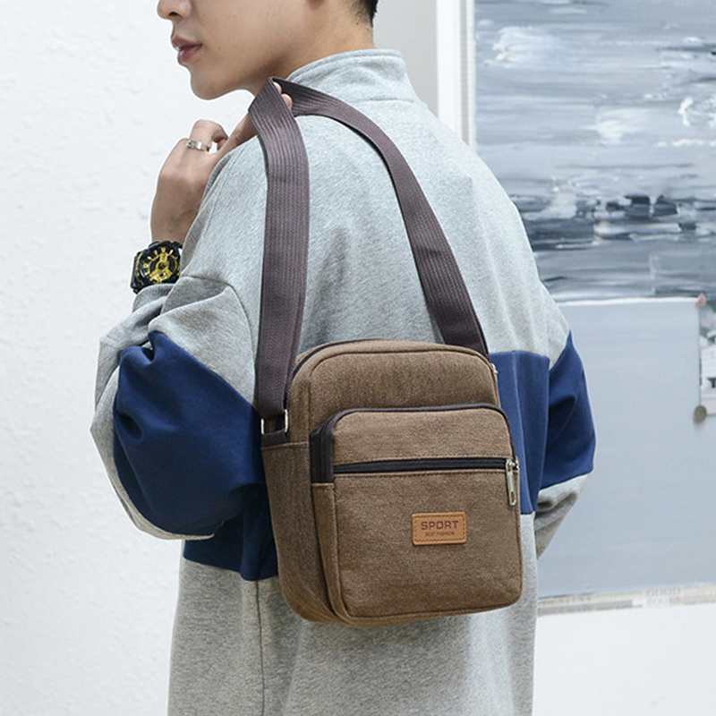 Bolso lateral para hombre, bandolera de negocios, versión coreana de , bandolera de hombro individual de lona de gran capacidad para hombre