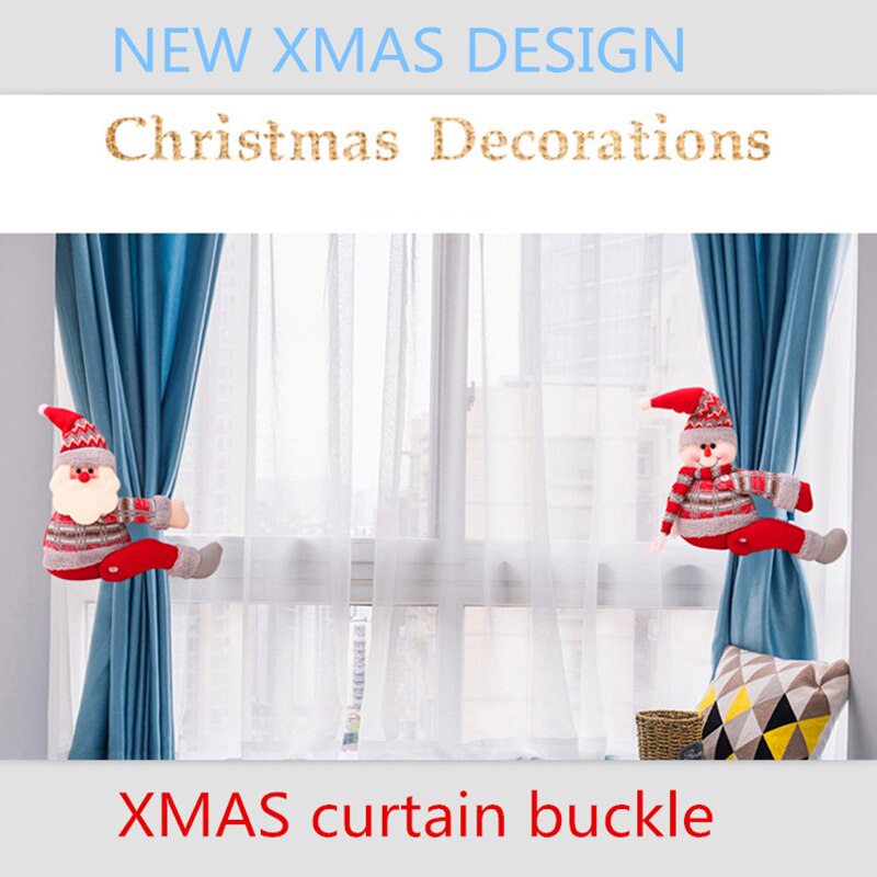 Christmas Santa Pop Gordijn Tieback Houder Haak Gesp Clip Gordijn Tieback Polyester Decoratieve Thuis Accessorie