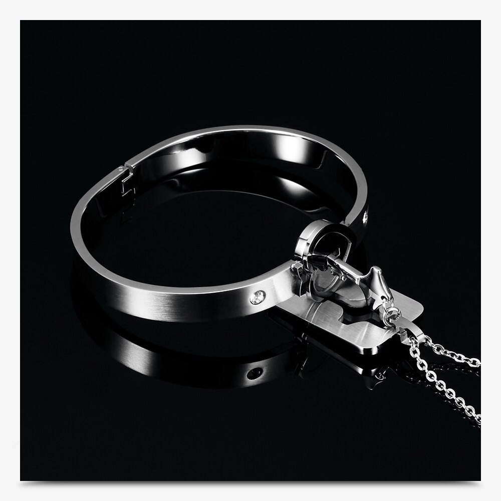 Setti ruostumaton teräs amor rakkaus sydän lukko avain pari rannekoru hänen kuningas ja kuningatar rannekorut rannekorut naiset miehet choker korut