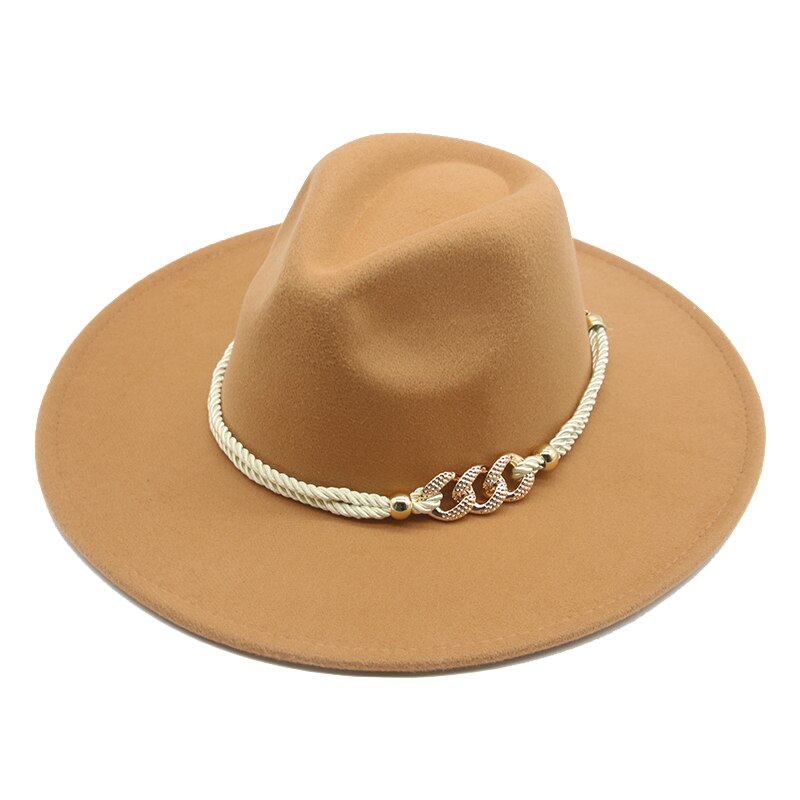 Grote Rand Winter Hoeden 9.5Cm Effen Kleur Kaki Winter Vrouwen Hoeden Brede Rand Formele Fedora Vilten Hoeden Vrouwen Hoeden sombrero De Mujer