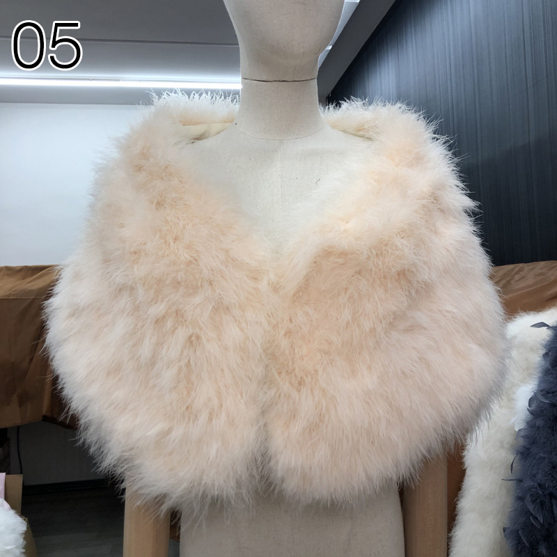 Chales de piel de Color liso, abrigos elegantes de plumas de avestruz blancos, Boleros de piel para boda, chales nupciales, chaquetas para vestidos de noche: Oro