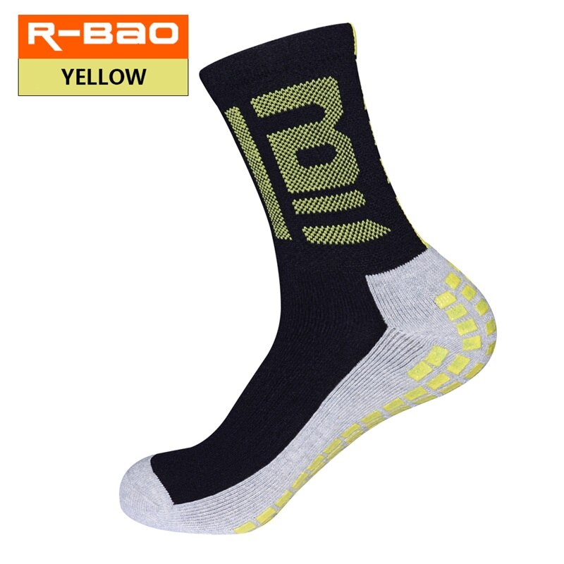 Rb6604 r- bao voksen terry sål fodbold sokker høje skridsikre fodbold korte sokker: Gul