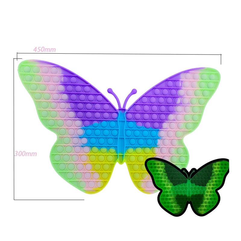 45cm große, fluoreszierende schmetterlings-blasen, die im dunkeln leuchten, zum drücken und knallen – sensorisches fidget-spielzeug zum entspannen und beschäftigen, stressabbau