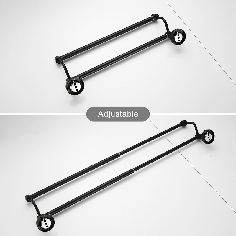 Baderom uttrekkbar håndklestang dobbel svart, krom håndklestativ forlenget tørkehåndklehenger gull, nikkel  el81024d