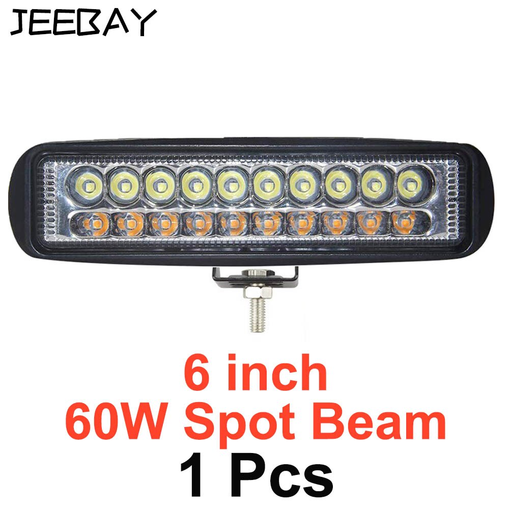 6 tommer 60w led arbejdslys 12v 24v led bjælker led bar offroad 4 x 4 bil off road flood spot combo lys suv tilbehør tågelygte: 1 stk. 60w plet