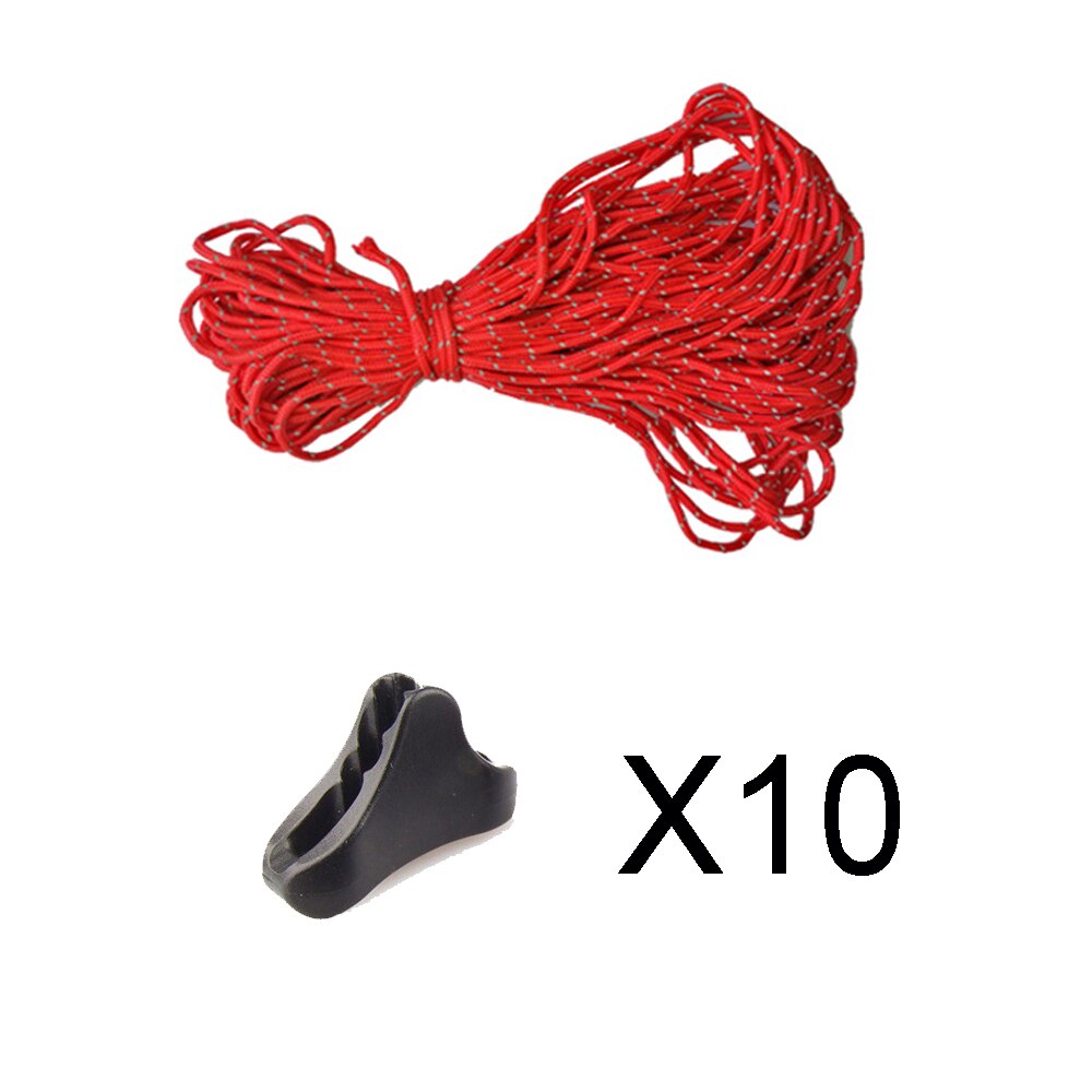 Reflecterende Paracord Tent Cord Touw Camping Luifel Touw Runner Guy Lijn Tent Fastener Wind Touw Gesp Driehoek Sluiting Stopper: 10 stopper red rope
