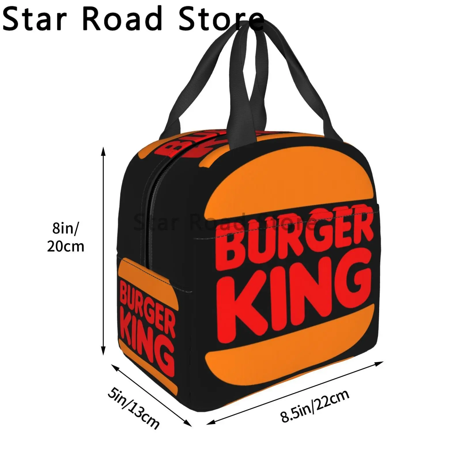 Morsom burger konge-logo matveske til voksne og låve, isolert organisering, matveske til reise, fotturer, piknik, Strand, skole, kontor