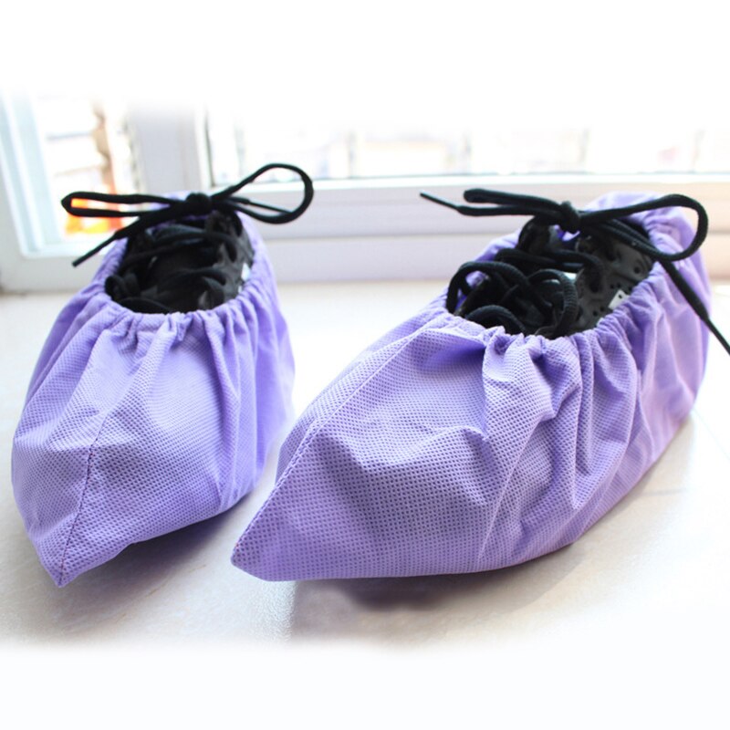 Thick Non-woven Shoe Covers Anti-static Anti-slip Washable Overshoes Protector Rubber Boots Shoe Case Accessories: Purple 