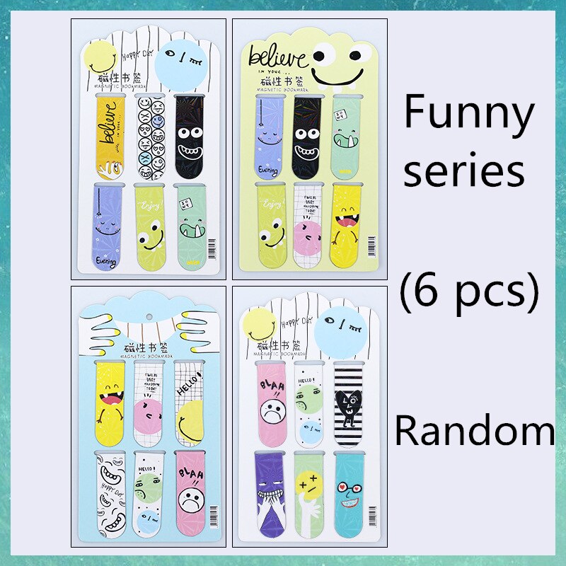 6 stücke Magnetische Lesezeichen Lustige Magnet Papier Marker Seite Clips Buch markieren für Schüler Büro Lesen Schreibwaren freundlicher Lesezeichen: komisch zufällig 6Stck