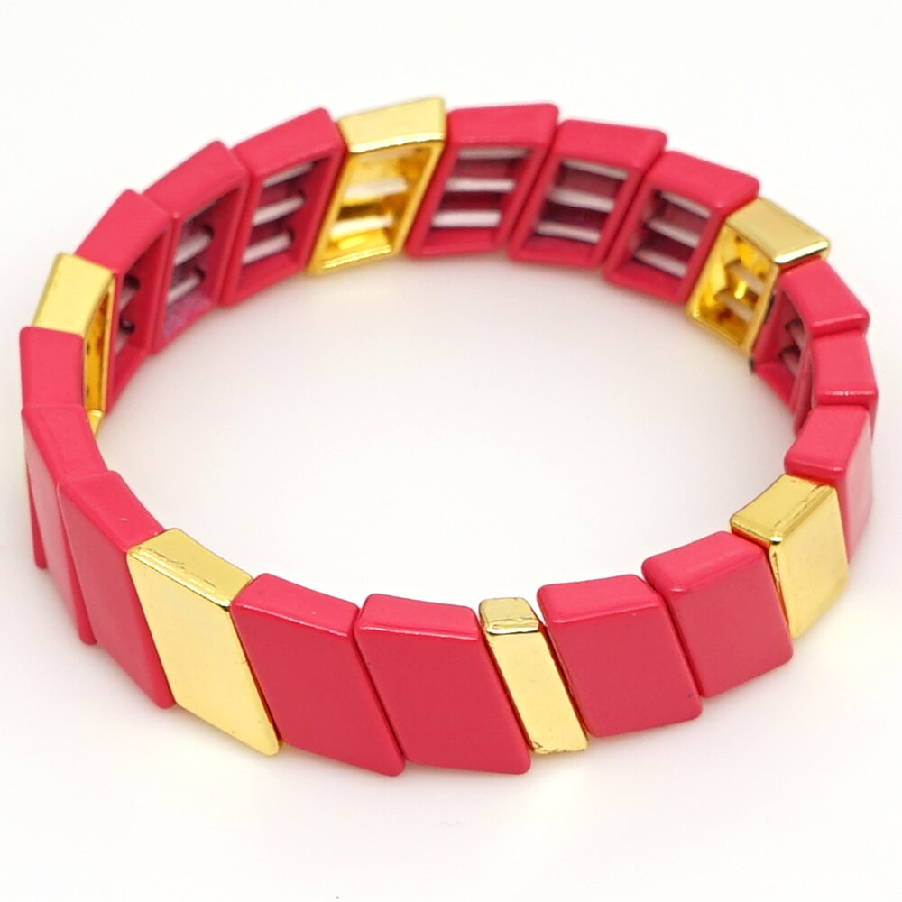 Shinus Enamel Bracelet Bangle Women Tile Beads Heart Bracelets Femme Jewellery Pulseras Mujer Jewelry Red Bijoux: RO-B190124A