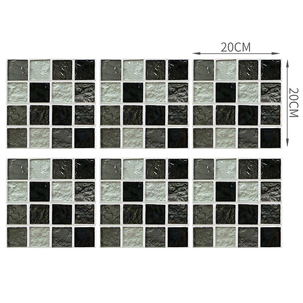 6pcs Waterproof Tiles Mosaic Stickers Mildew-proof Surface Covered with Film Kitchen Bathroom Toilet Adhesive Wallpaper: MSC035