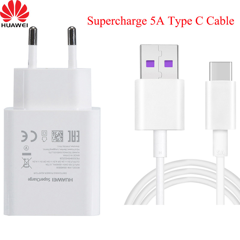 Huawei 4.5V 5A/5V4.5A Supercharge Quick Travel Muur Adapter Voor P10 P20 P30 P40 Plus Mate 9 10 20 30 40 Pro Usb 3.1 Type C Kabel