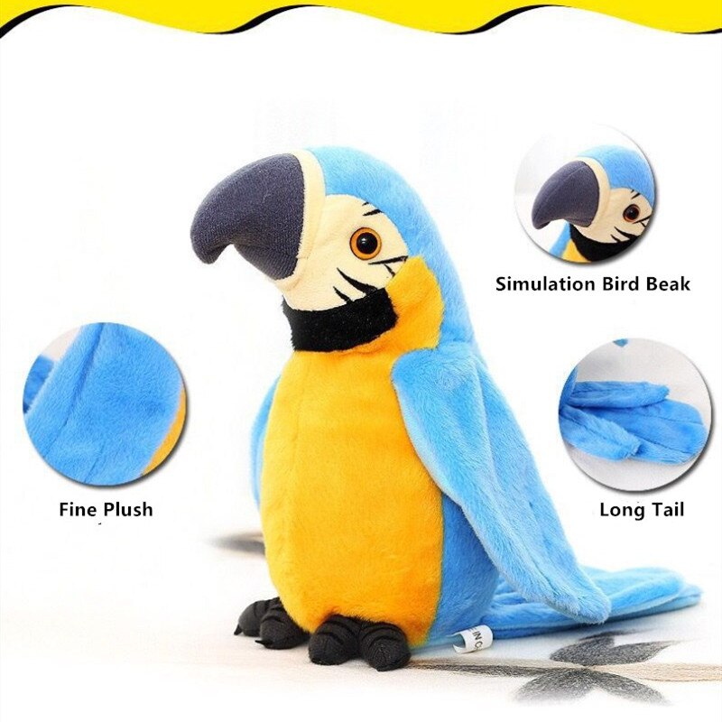 Robot électronique, jouet en peluche électrique pour enfant, Simulation élevée, perroquet, apprendre à parler, chant