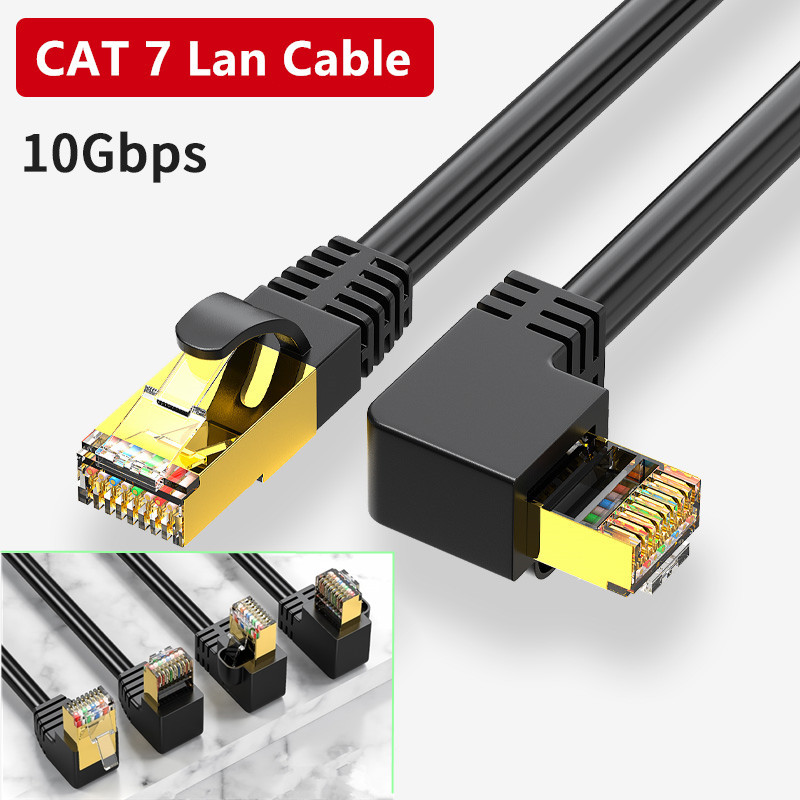 Cienki kabel Ethernet RJ45 Cat7 6 przewód Lan SFTP RJ 45 kabel sieciowy do kompatybilnego z Cat 7 Patch Cord 90 stopni kąt prosty w górę i w dół