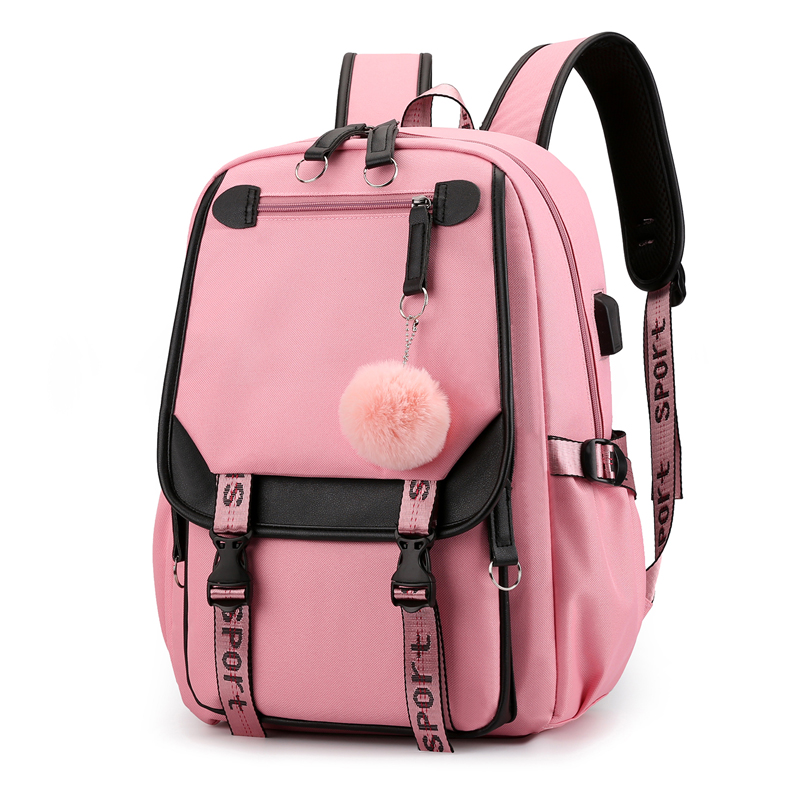 Mochila escolar para meninas, estilo coreano, preta, rosa, bonita, para presente, de adolescentes: Style 1