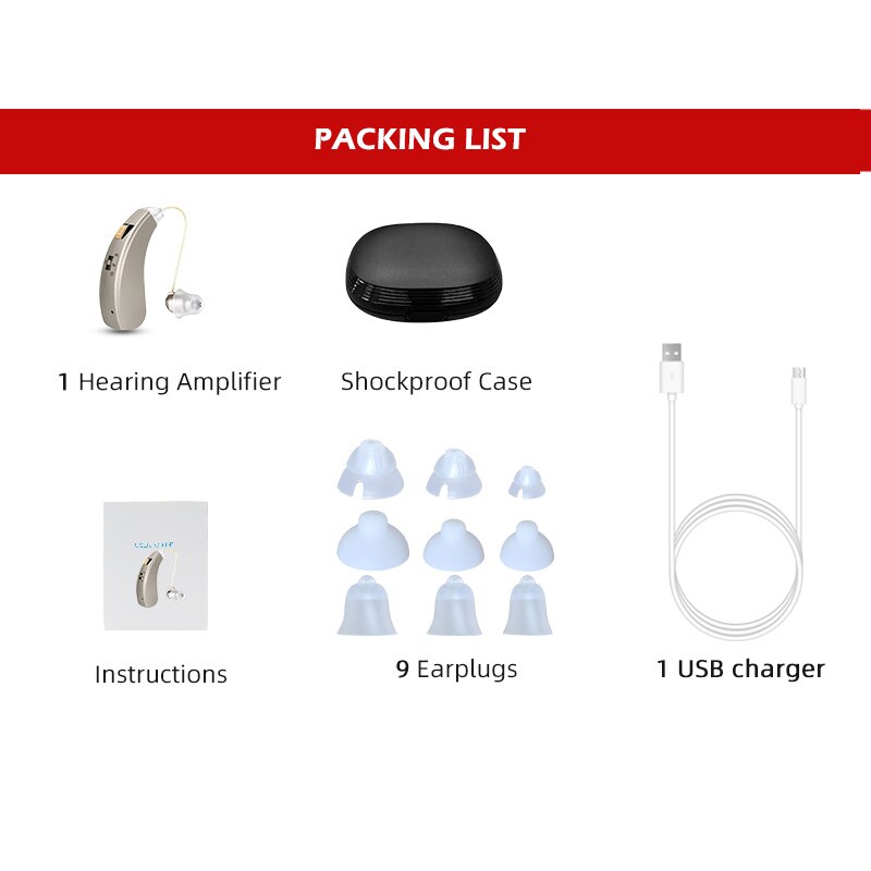 Audífonos recargables para sordera/ancianos AAB52SP audífonos ajustables Mini audífonos invisibles amplificador de sonido de oído