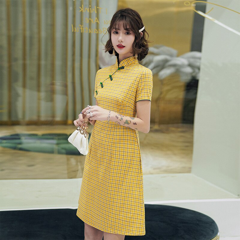 Ropa China de seda para mujer, Cheongsam de estilo chino, vestido tradicional diario, Qipao de seda satinada: 8994 / XXXL