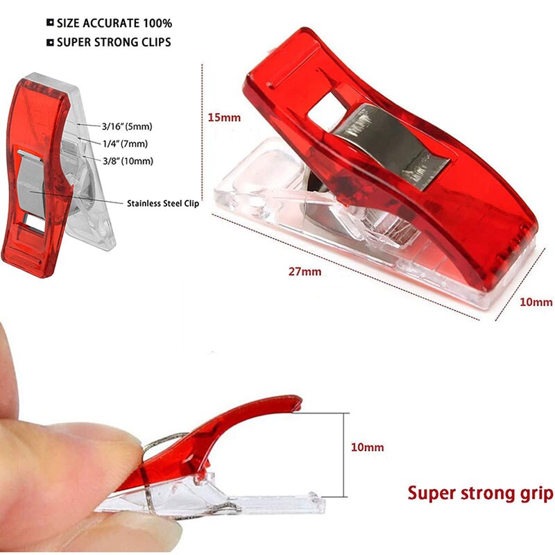 Clips de costura de plástico multiusos, pinzas para manualidades de tela, para acolchar, coser, encuadernar, tejer, 20/50 piezas