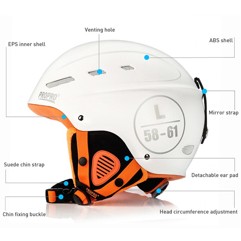 Ski Helm Erwachsene Unisex ABS Shell + EPS Füllstoff Einstellbare Kopfumfang Hohe Anti-Kollision Belüftung Ski Reiten Helm