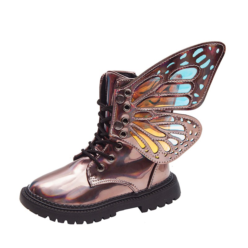 Kids boots for girls PU butterfly removable winter warm baby toddle girl Martin Boots botas niña meisjes laarzen snow boot