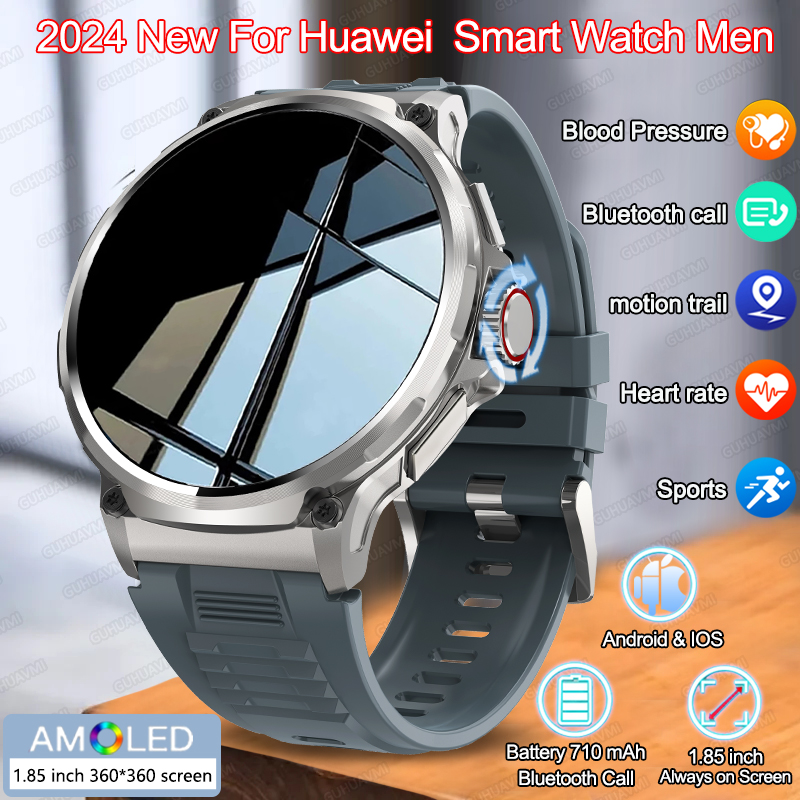 2024 nowy dla Huawei iOS męnarty inteligentny zegarek 710mA duży zegarek ze zdrową baterią śledzący 1.85 cali Bluetooth dzwoni robić muzyki sprytny zegarek