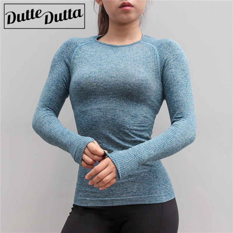 Camiseta deportiva de manga larga sin costuras con agujero pulgar ropa deportiva para mujer ropa de gimnasio camisetas de entrenamiento ropa de Yoga femenina