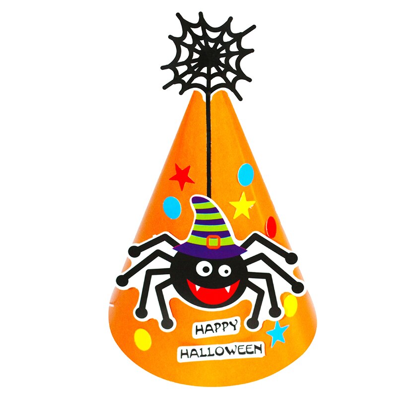 Halloween fest hatte tegneserie diy papir hætte dekorative cosplay ornament heks edderkop hat kostumer