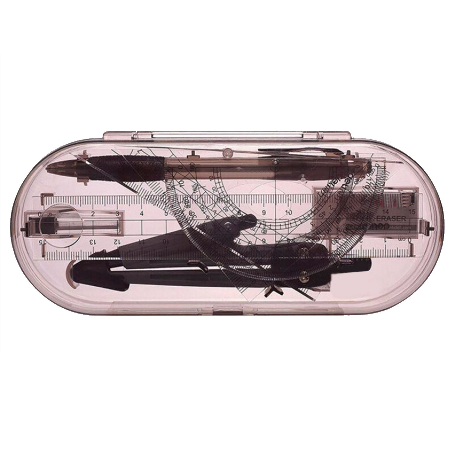 8Pcs Portable School Math Geometry Set Protractor Drawing Compass Ruler Pencil Essentials Math Study Tool Kit with Storage Box