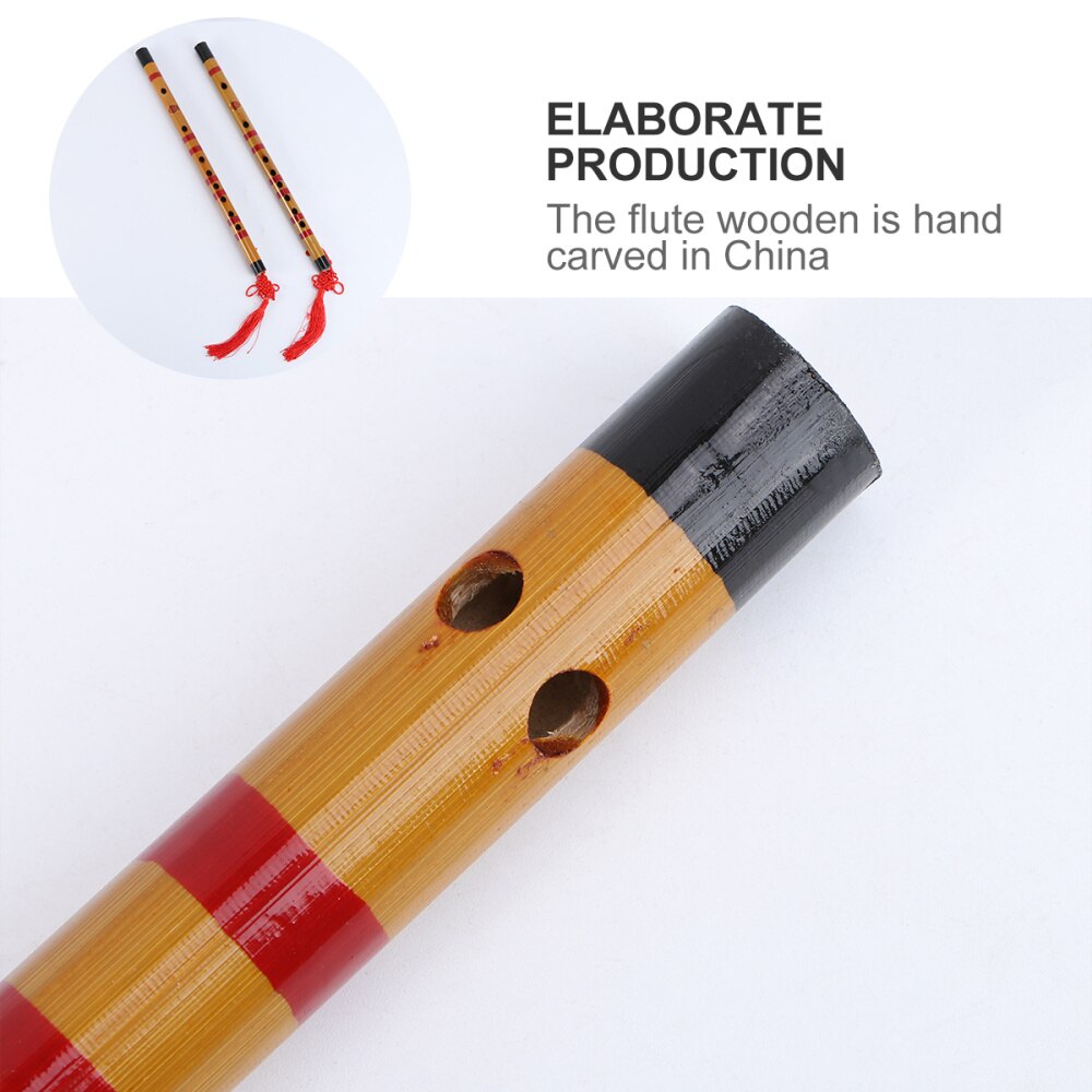 1 Set/2pcs Bamboo Flute Traditional Musical Instrument for Beginner (Natural Color Flute+Chinese Knot+Flute Diaphragm, Random