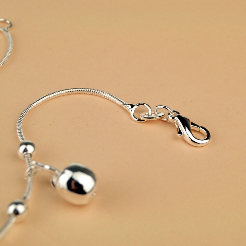 Fotarmband solid 925 silver fotlänkar äpple fotlänk smycken för kvinnor tjej kvinnlig fotled dam silver smycken charm fotlänk