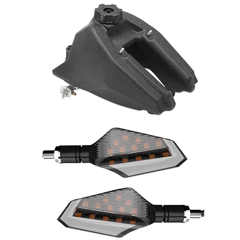 Al22 -1 stuks brandstoftank strand motorfiets brandstoftank & 2 stuks universele motorfiets led richtingaanwijzers knipperlichten achter: Default Title