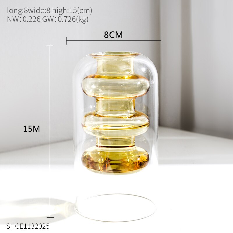 Nordisk stil färgglada glas transparent vas blomsterarrangemang hydroponisk vattenbruk flaska hem vardagsrum bord dekoration: Shce 1132025