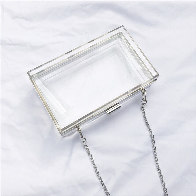 Neue Acryl Transparent Frauen Kupplung Tasche Kette Frauen Handtasche Kette Schulter Tasche Messenger Bag Abend Tasche: clear sliver O chain