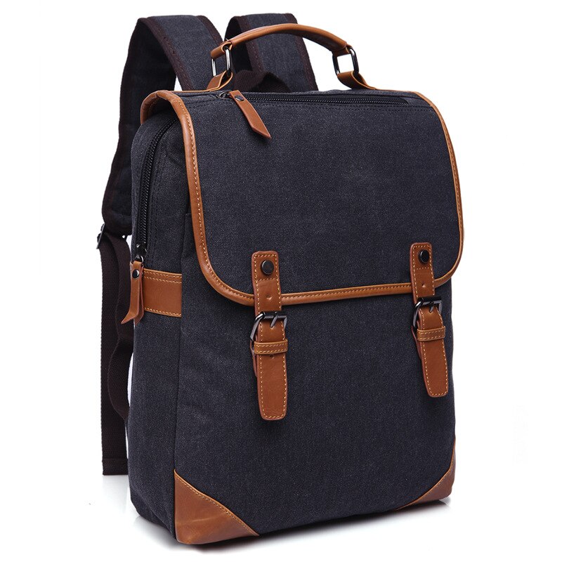 Engeland Stijl Mannen Tas Toevallige Canvas Laptop Rugzak Man Computer Rugzak Student Leisure Schoudertas Schooltas Retro: Black