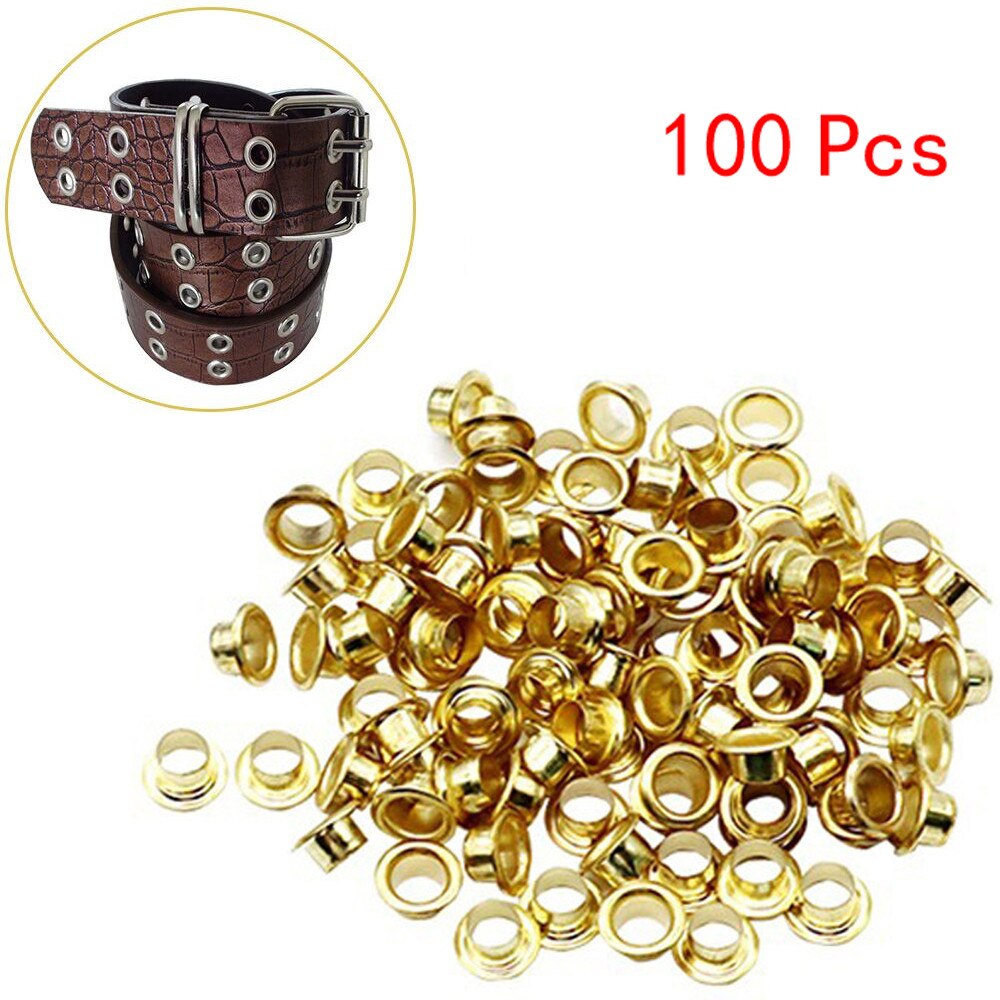 Eyelets 100 Pcs 4mm Titanium Eyelets Washer Leather DIY Shoes Cloth Craft Repair Grommet
